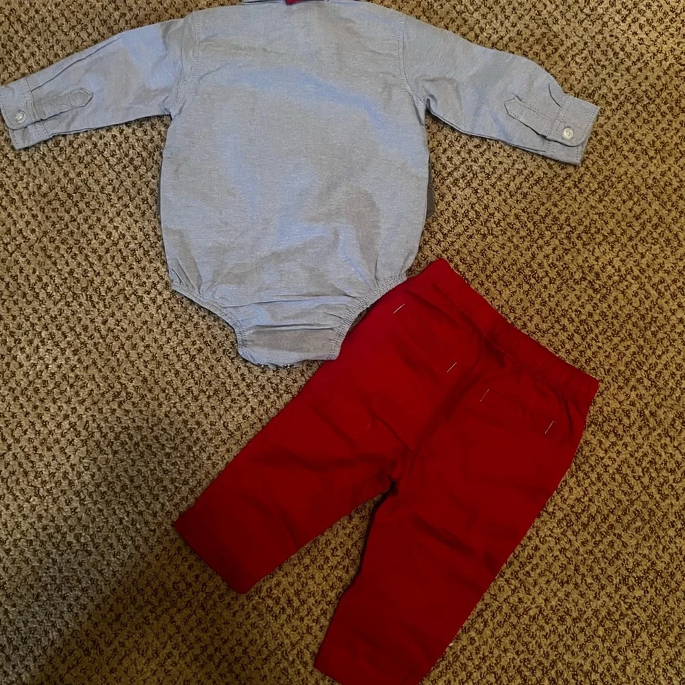 Charming Kids Gray Vest and Red Bow Tie Set